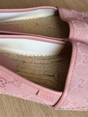 Gucci Blush Pink Canvas GG Espadrille Flats